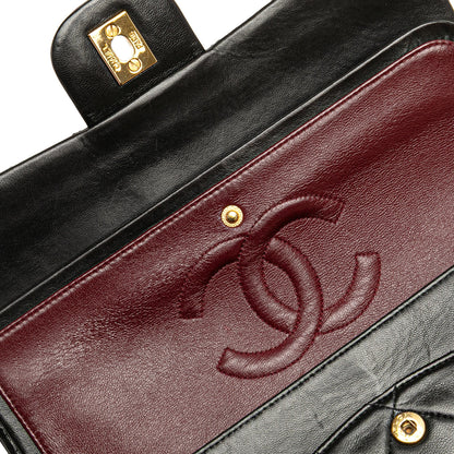 Black Chanel Medium Classic Lambskin Double Flap Shoulder Bag