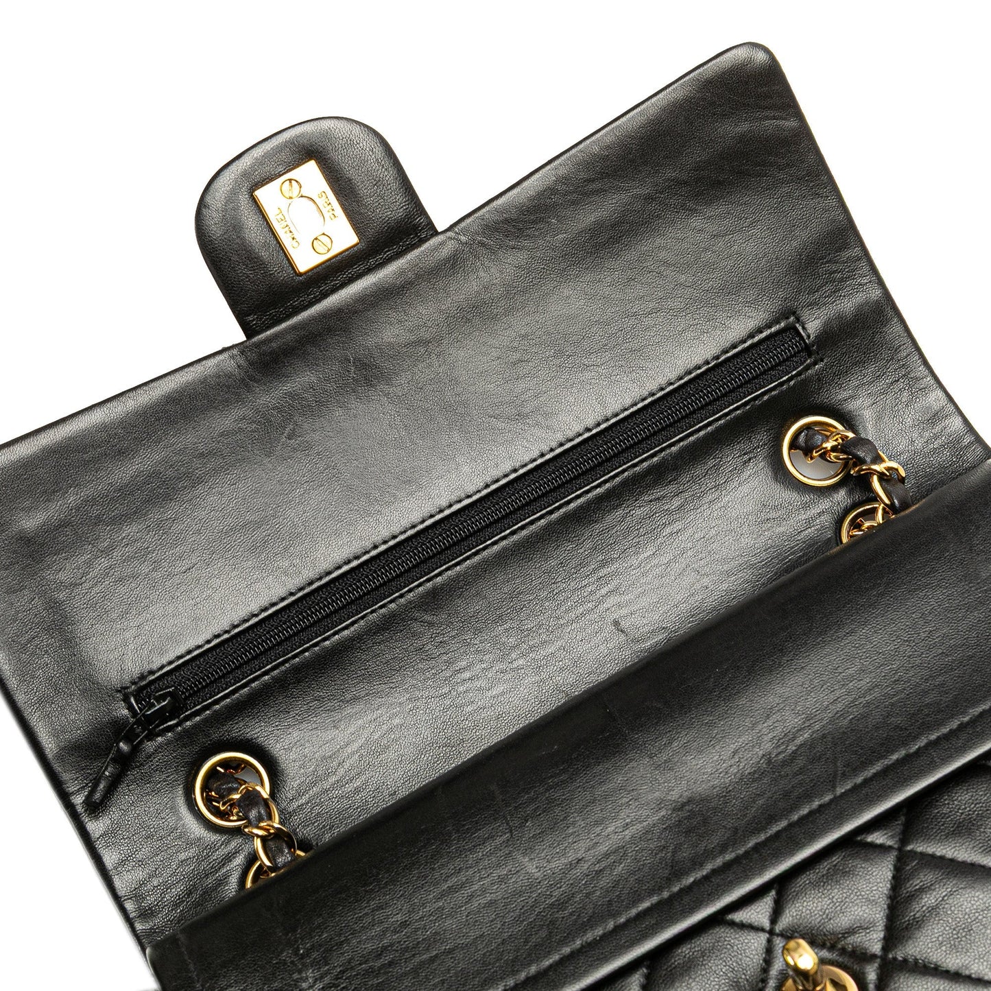 Black Chanel Medium Classic Lambskin Double Flap Shoulder Bag