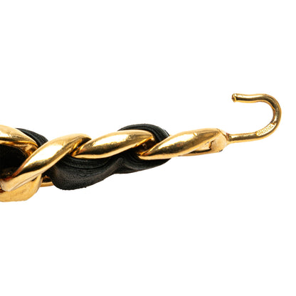 Gold Chanel Gold Plated Medallion Leather Woven Chain Belt