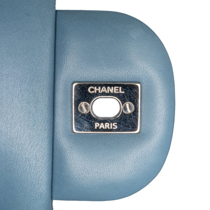Blue Chanel Jumbo Classic Lambskin Double Flap Shoulder Bag