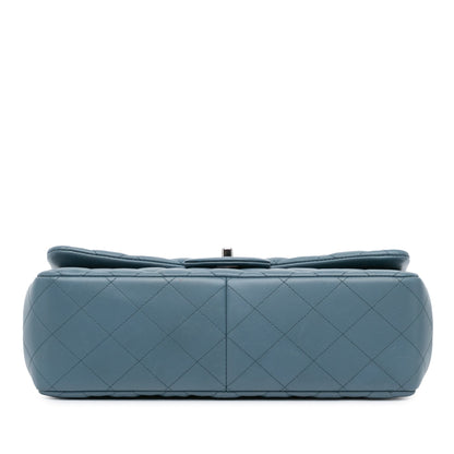 Blue Chanel Jumbo Classic Lambskin Double Flap Shoulder Bag