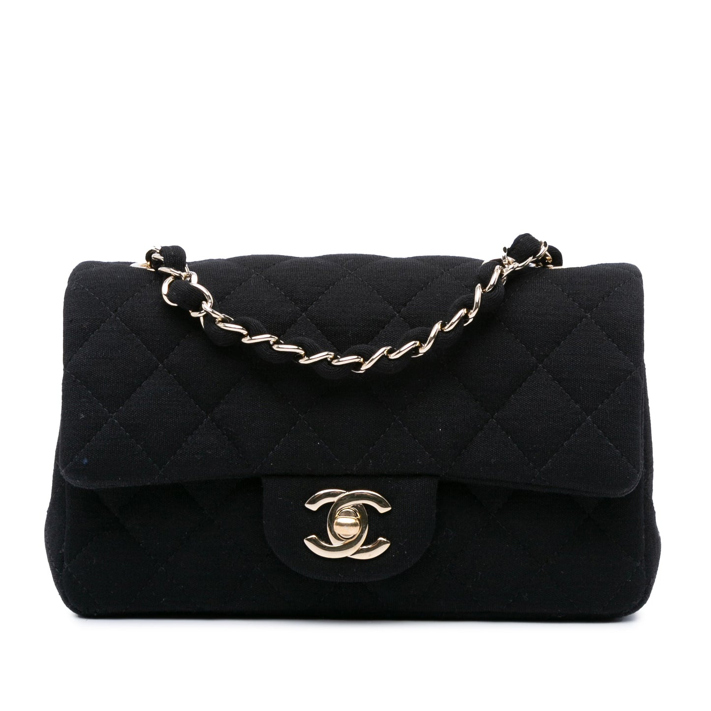 Black Chanel Mini Rectangular Classic Jersey Single Flap Crossbody Bag