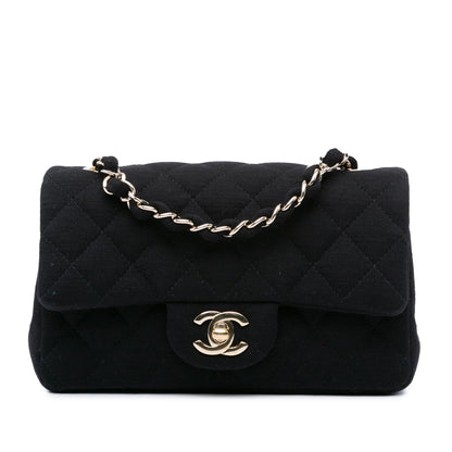 Black Chanel Mini Rectangular Classic Jersey Single Flap Crossbody Bag