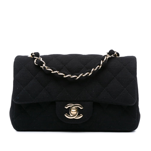 Black Chanel Mini Rectangular Classic Jersey Single Flap Crossbody Bag
