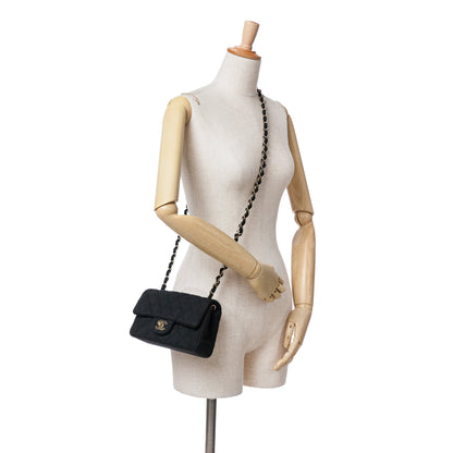 Black Chanel Mini Rectangular Classic Jersey Single Flap Crossbody Bag