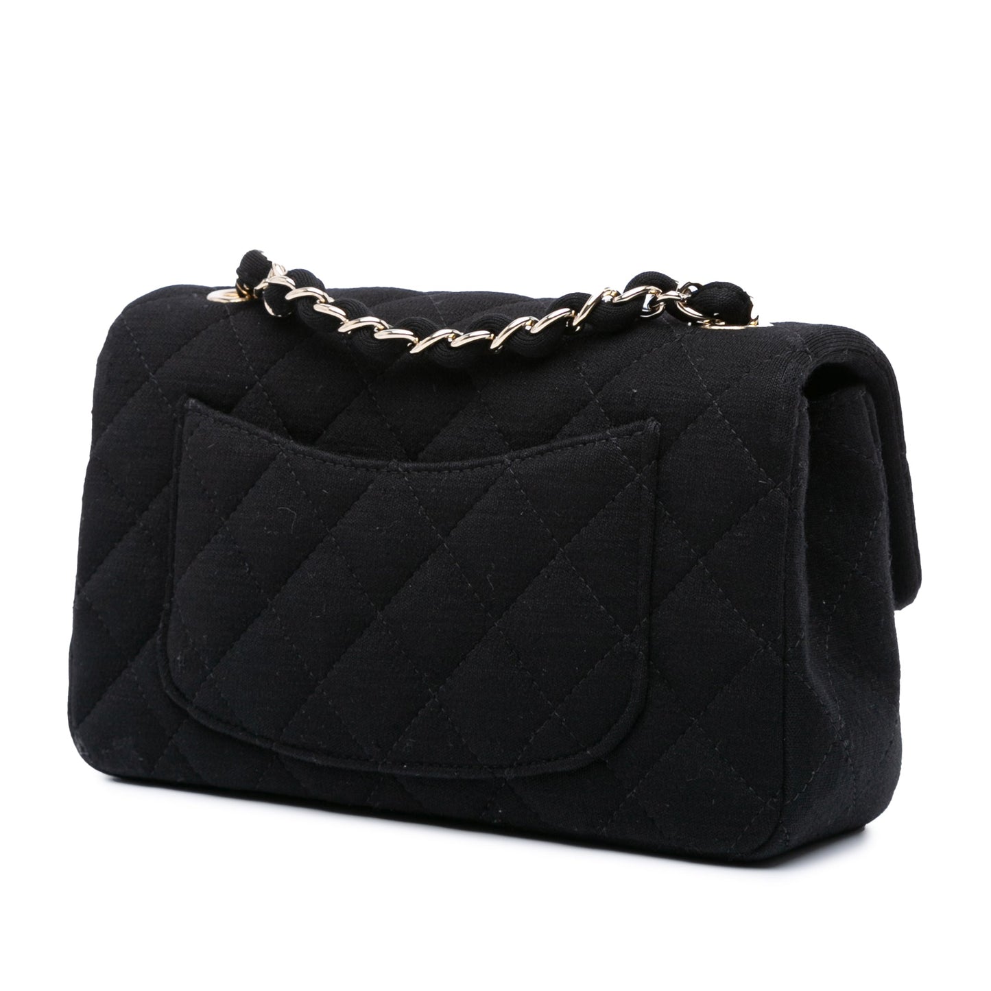 Black Chanel Mini Rectangular Classic Jersey Single Flap Crossbody Bag