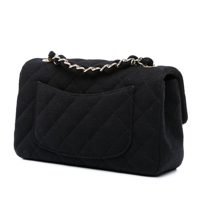 Black Chanel Mini Rectangular Classic Jersey Single Flap Crossbody Bag