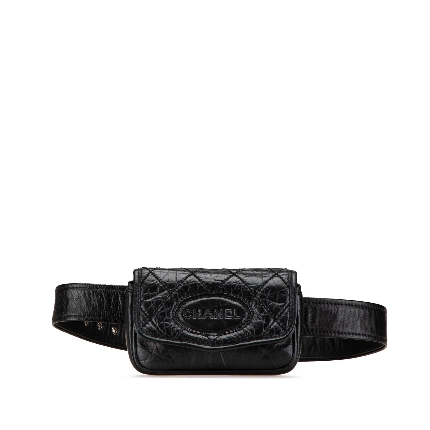 Black Chanel CC Aged Calfskin Logo Flap Belt Bag