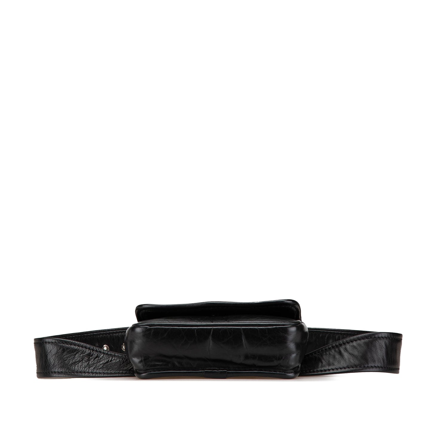 Black Chanel CC Aged Calfskin Logo Flap Belt Bag