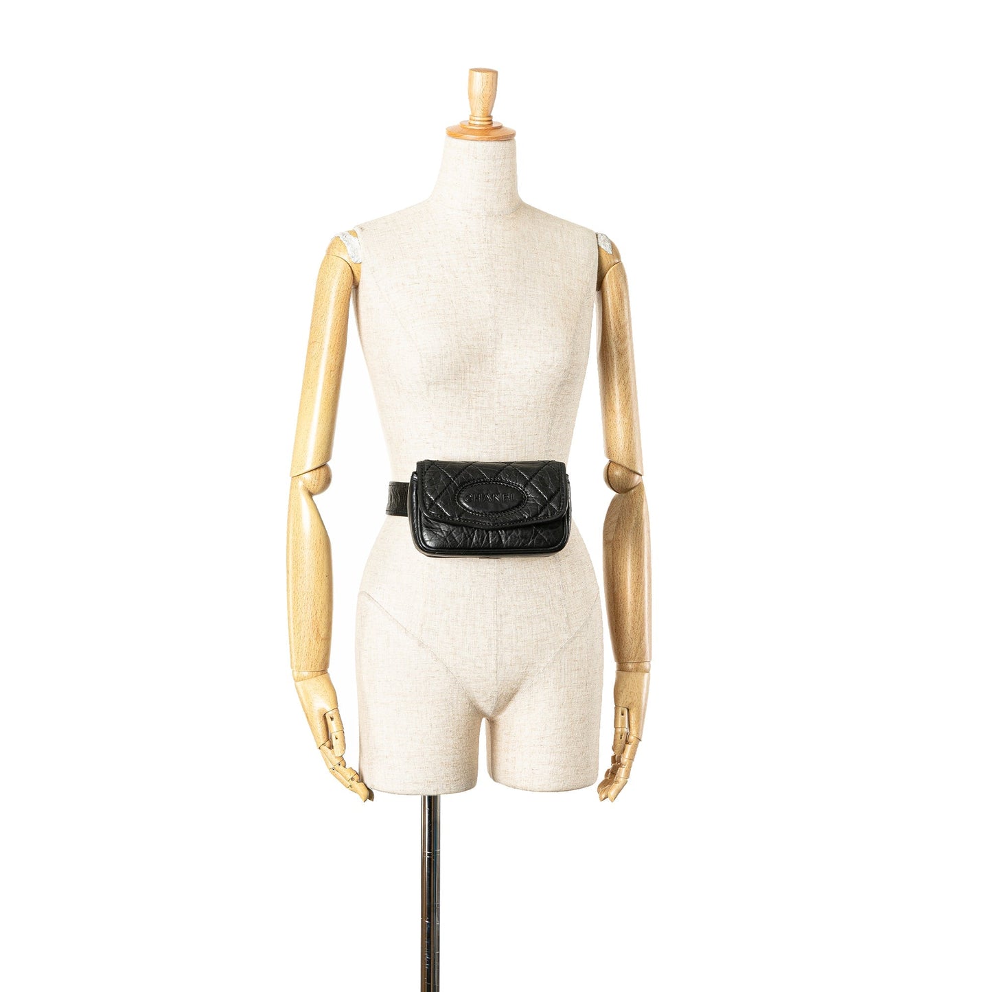 Black Chanel CC Aged Calfskin Logo Flap Belt Bag