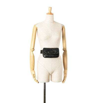 Black Chanel CC Aged Calfskin Logo Flap Belt Bag