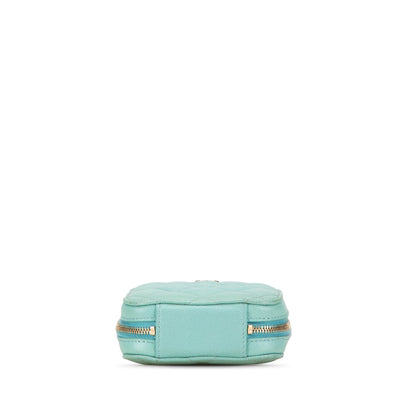 Blue Chanel CC Quilted Caviar Zip Phone Case Crossbody Bag