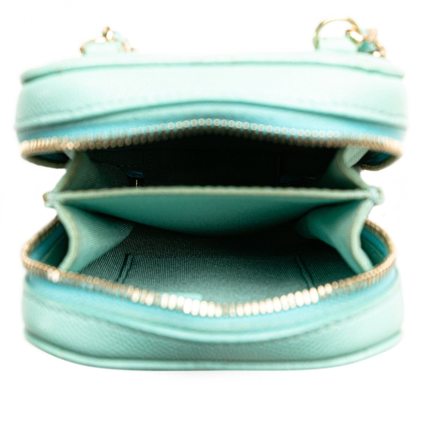 Blue Chanel CC Quilted Caviar Zip Phone Case Crossbody Bag