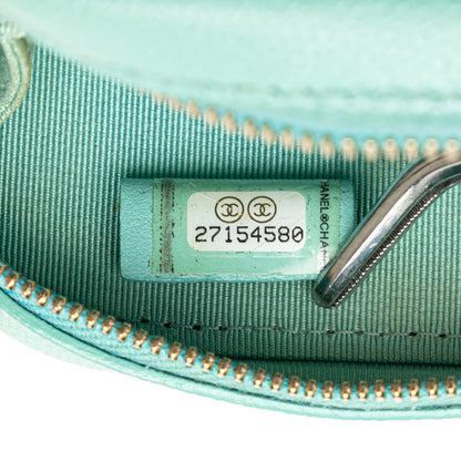 Blue Chanel CC Quilted Caviar Zip Phone Case Crossbody Bag