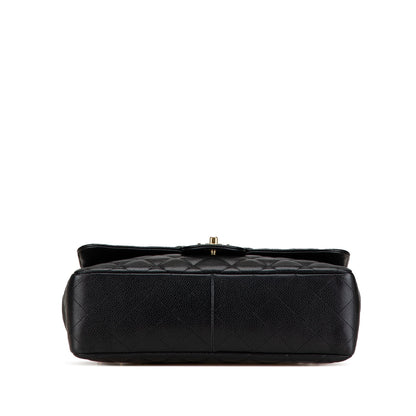 Black Chanel Jumbo Classic Caviar Single Flap Shoulder Bag
