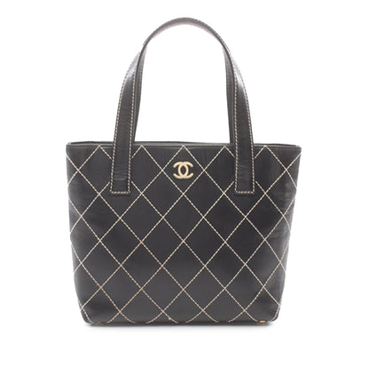 Black Chanel CC Wild Stitch Calfskin Handbag