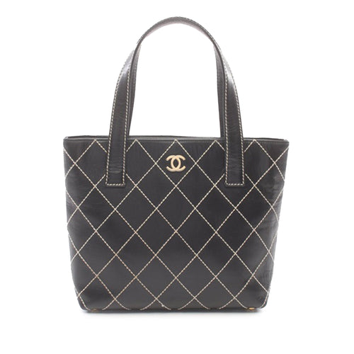 Black Chanel CC Wild Stitch Calfskin Handbag