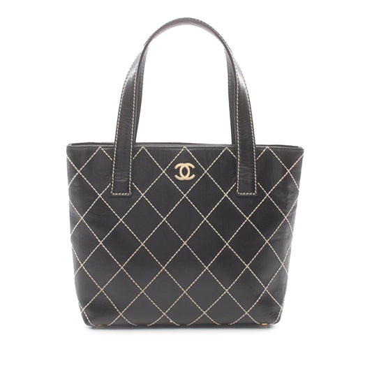 Black Chanel CC Wild Stitch Calfskin Handbag
