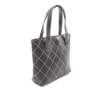Black Chanel CC Wild Stitch Calfskin Handbag