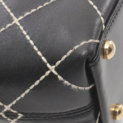 Black Chanel CC Wild Stitch Calfskin Handbag