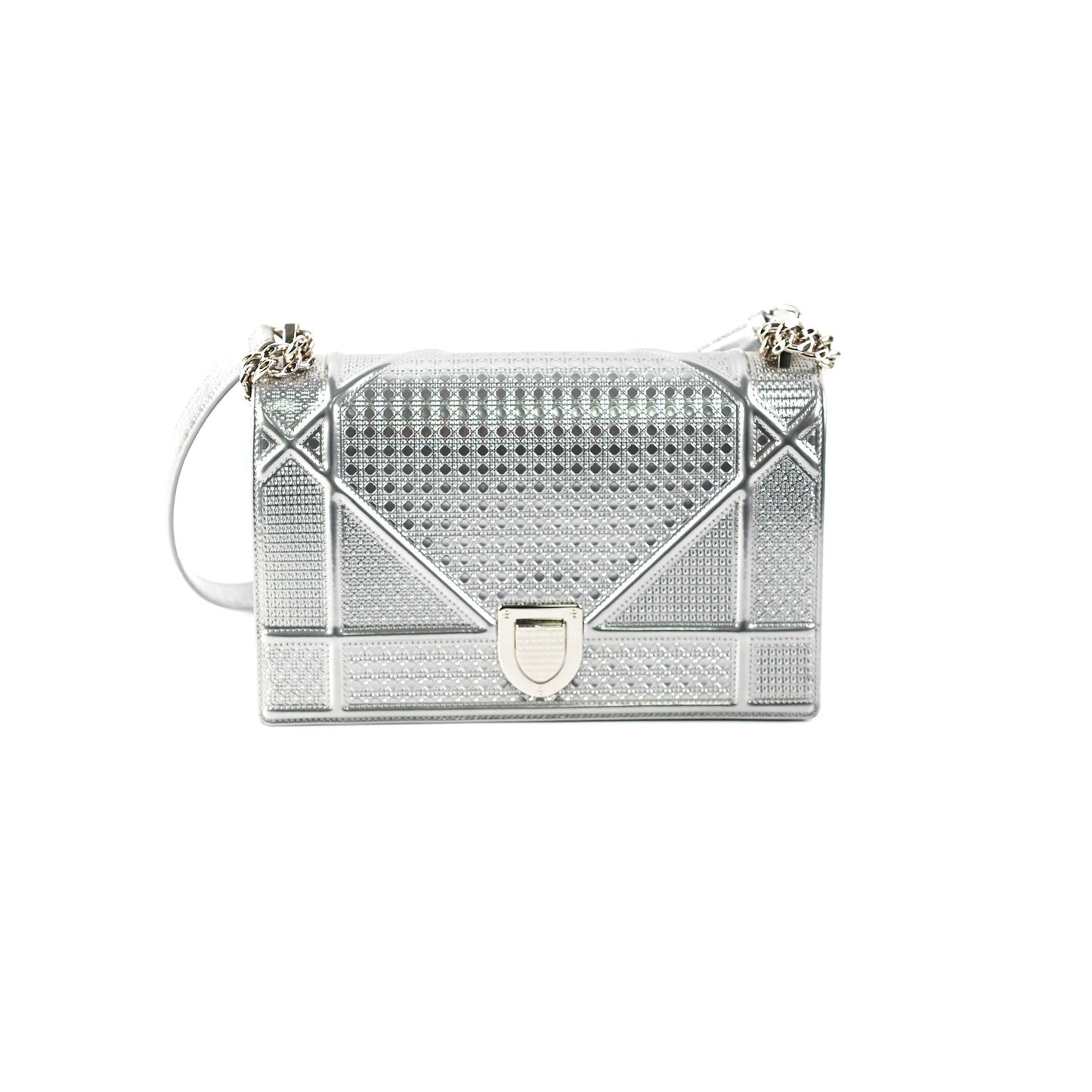 Dior Medium Diorama Metallic Silver