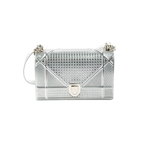 Dior Medium Diorama Metallic Silver