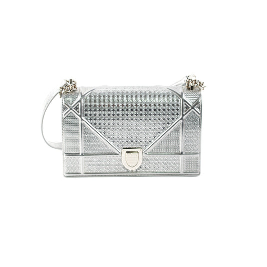 Dior Medium Diorama Metallic Silver