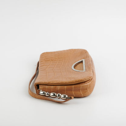 Dior Malice Croc Embossed Tan Shoulder Bag