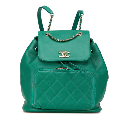Green Chanel Caviar Business Affinity Backpack