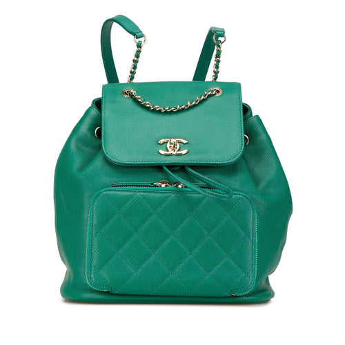 Green Chanel Caviar Business Affinity Backpack