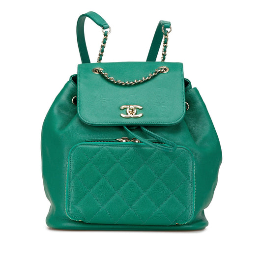 Green Chanel Caviar Business Affinity Backpack