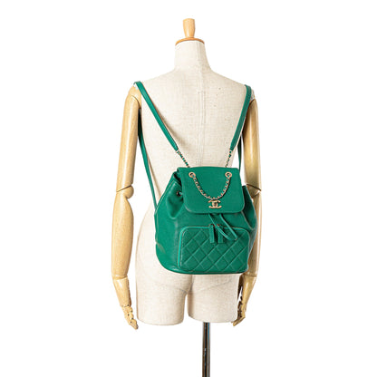 Green Chanel Caviar Business Affinity Backpack
