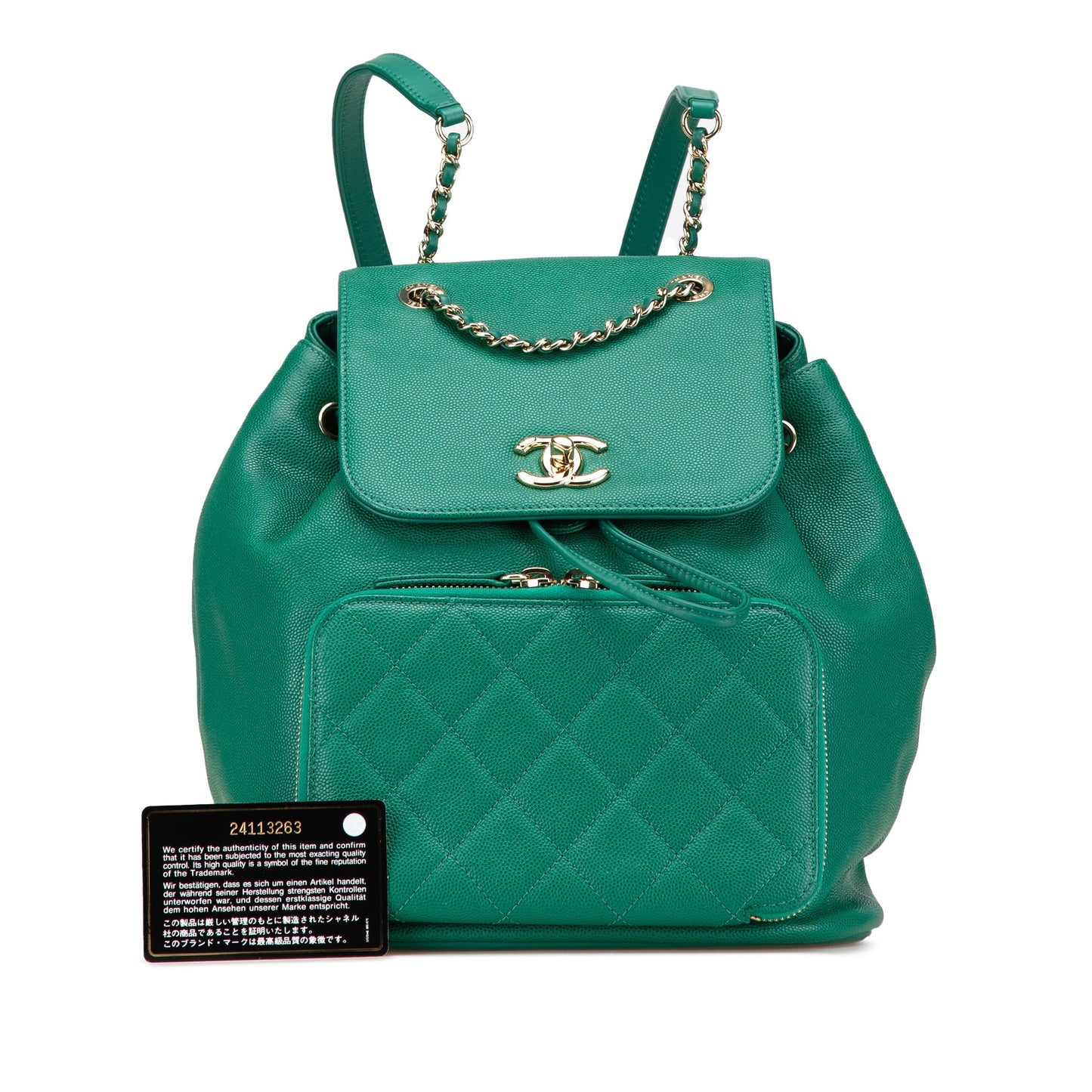 Green Chanel Caviar Business Affinity Backpack