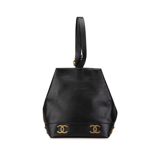 Black Chanel Triple CC Caviar Bucket