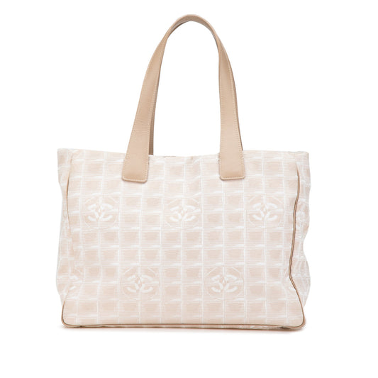 Cream Chanel New Travel Line Nylon Tote