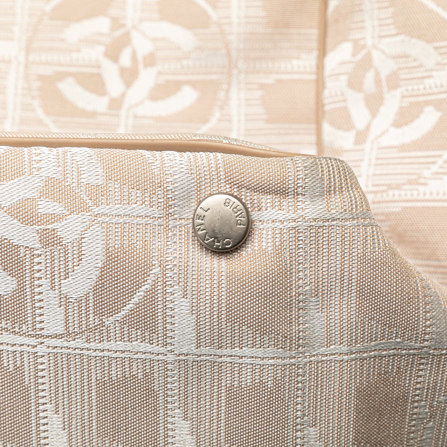 Cream Chanel New Travel Line Nylon Tote