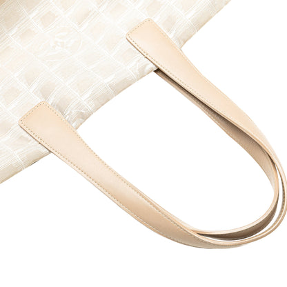 Cream Chanel New Travel Line Nylon Tote