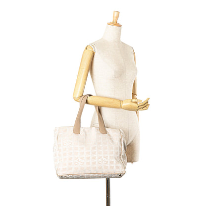 Cream Chanel New Travel Line Nylon Tote