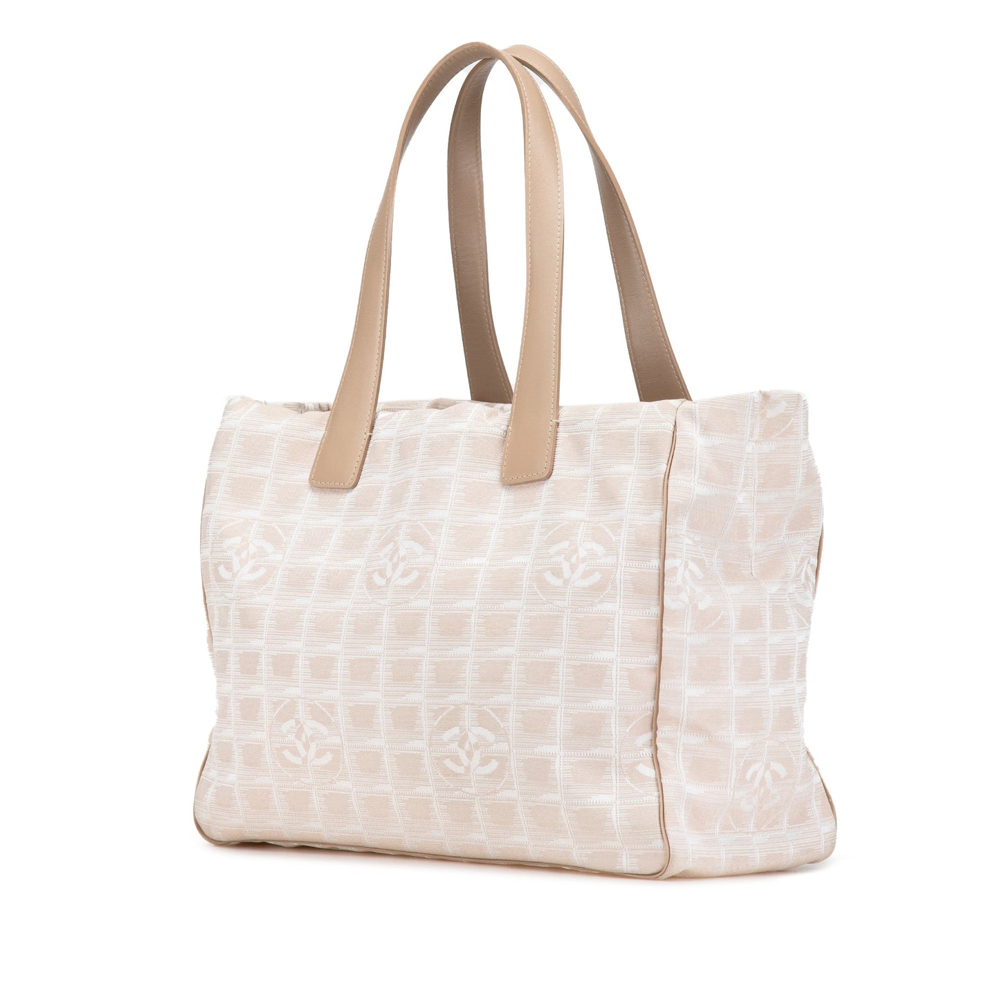 Cream Chanel New Travel Line Nylon Tote