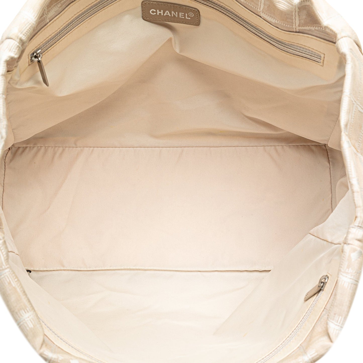 Cream Chanel New Travel Line Nylon Tote