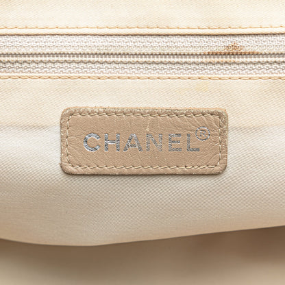 Cream Chanel New Travel Line Nylon Tote