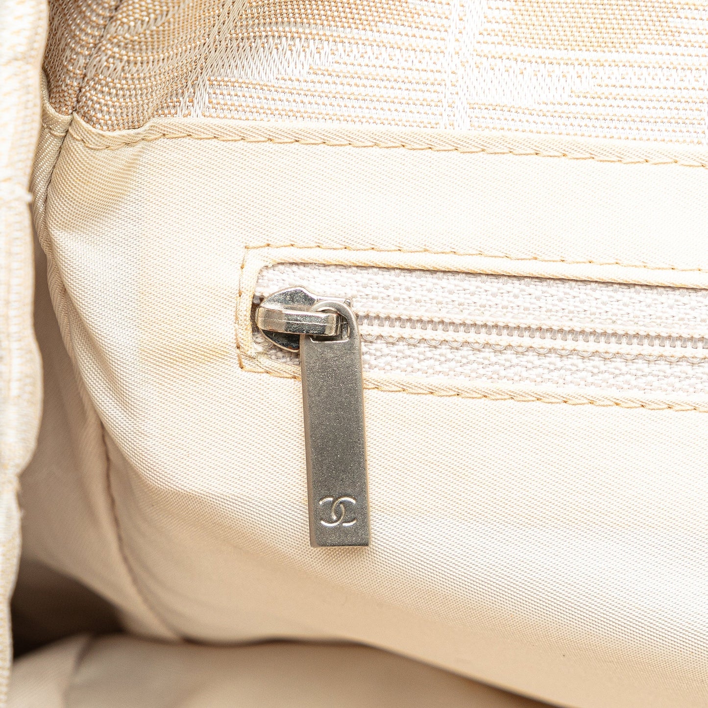 Cream Chanel New Travel Line Nylon Tote