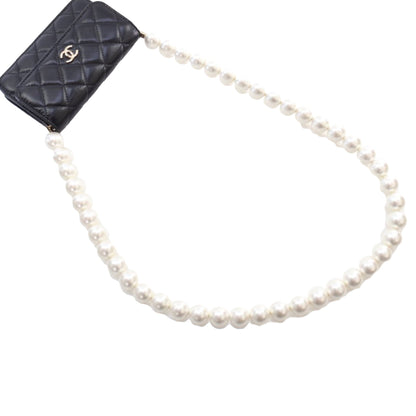 Black Chanel Quilted Calfskin Maxi Pearls Clutch With Chain Crossbody Bag