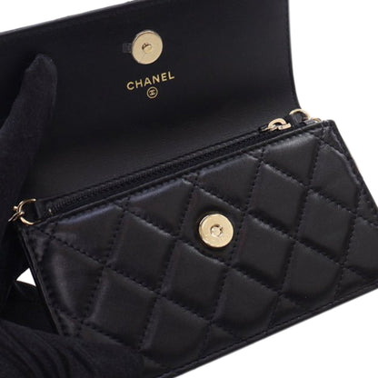 Black Chanel Quilted Calfskin Maxi Pearls Clutch With Chain Crossbody Bag