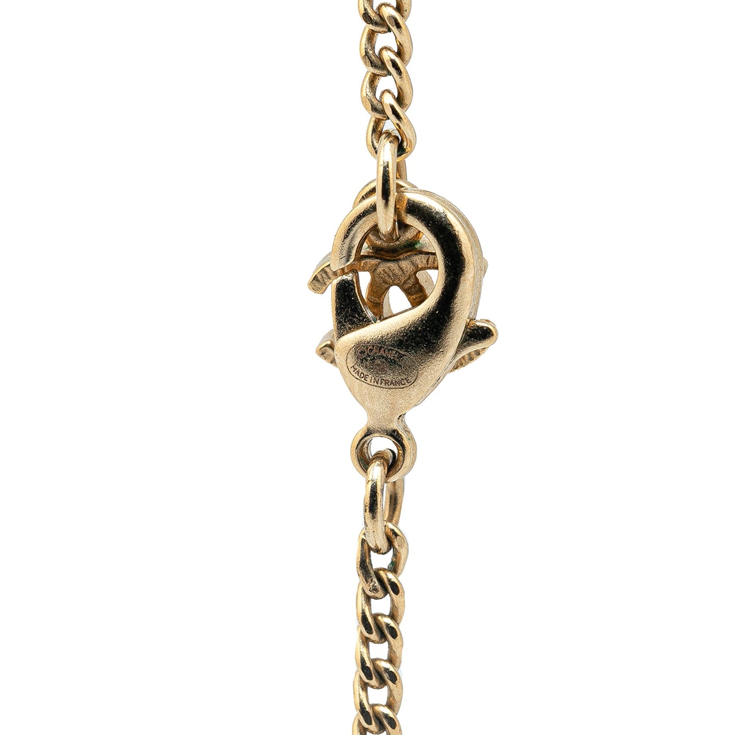 Gold Chanel Gold Plated CC Crystal Pendant Necklace