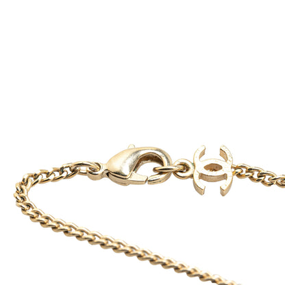 Gold Chanel Gold Plated CC Crystal Pendant Necklace