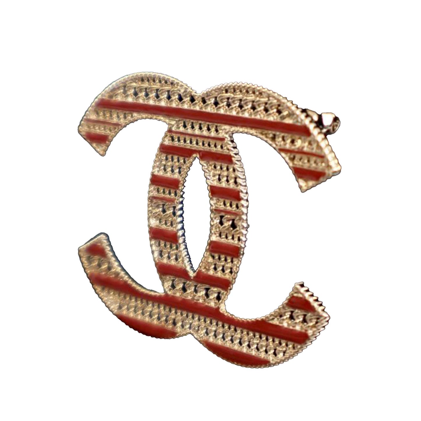 Gold Chanel Gold Plated Enamel CC Brooch