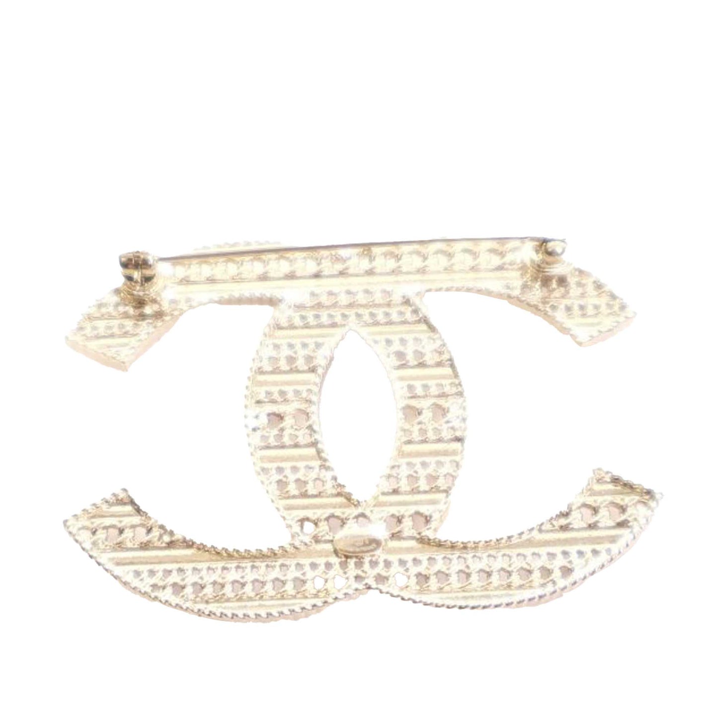 Gold Chanel Gold Plated Enamel CC Brooch