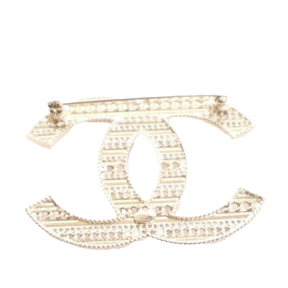 Gold Chanel Gold Plated Enamel CC Brooch