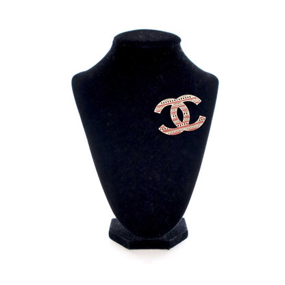 Gold Chanel Gold Plated Enamel CC Brooch